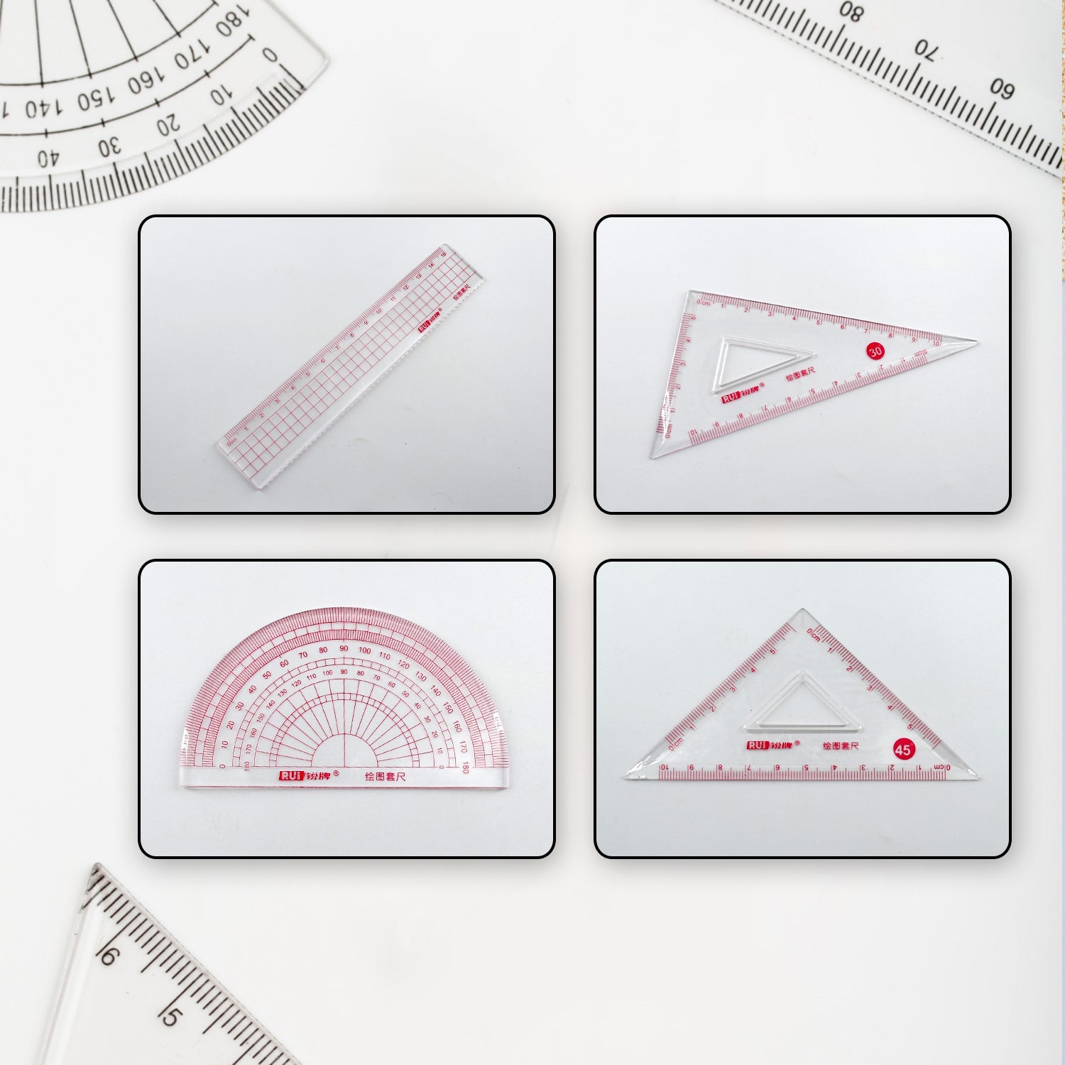 7911 4 Pcs Math Set for Kids and Students, Plastic Geometry Set with Ruler, Protractor and Squares, School Supplies DeoDap 7911 4 Pcs Math Set for Kids and Students, Plastic Geometry Set with Ruler, Protractor and Squares, School Supplies DeoDap